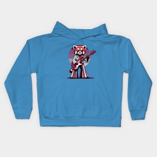 Groovy 70s Bass-Playing Red panda - Colorful Cartoon Vector Art Kids Hoodie